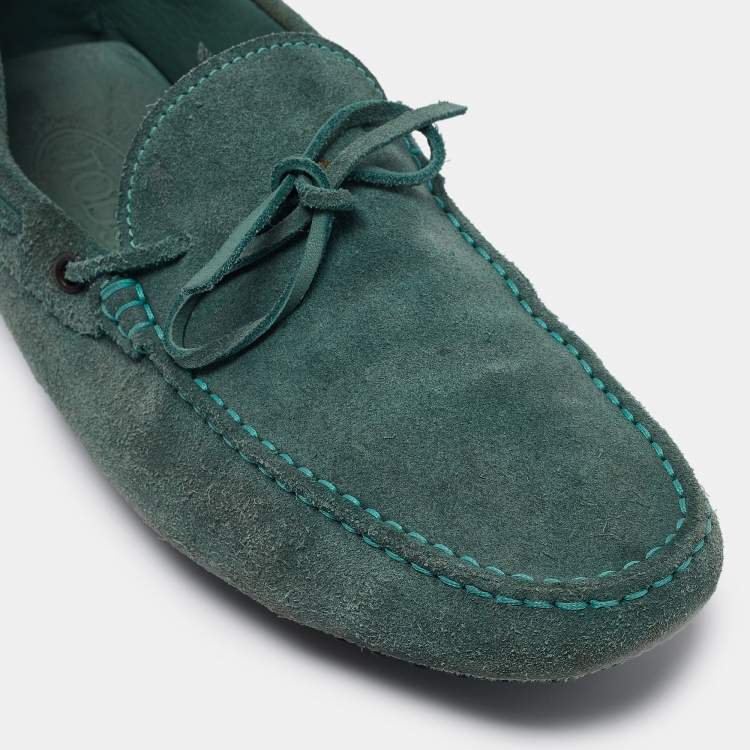 Pre Owned Tod's Green Suede Slip On Loafers Size 42.5