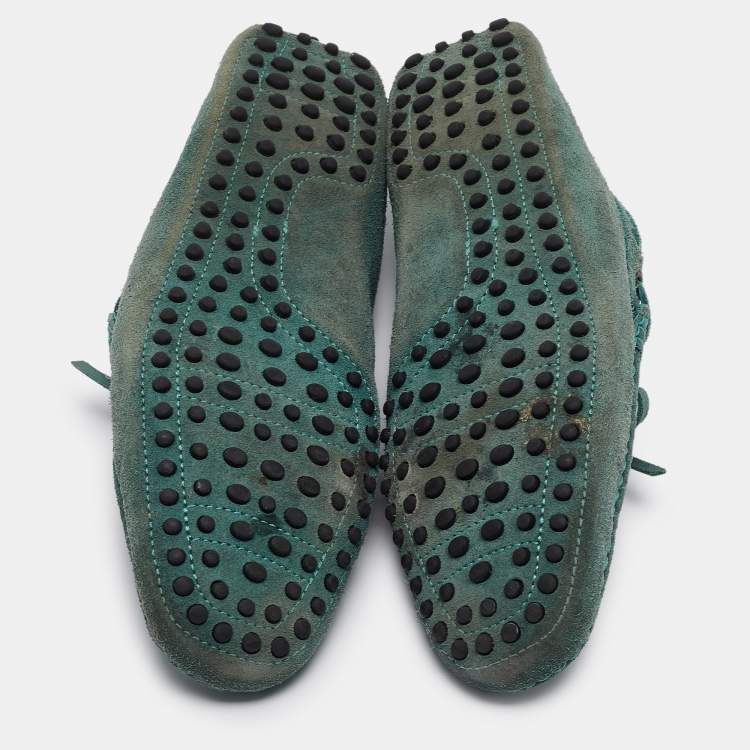 Pre Owned Tod's Green Suede Slip On Loafers Size 42.5