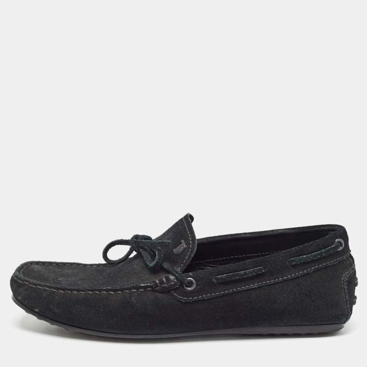 Pre Owned Tod's Black Suede Slip On Loafers Size 39.5