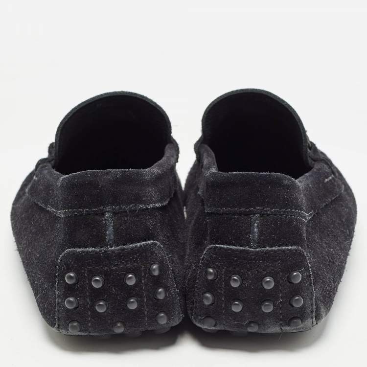 Pre Owned Tod's Black Suede Slip On Loafers Size 42