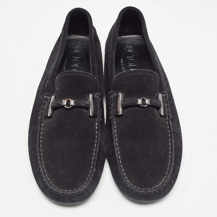 Pre Owned Tod's Black Suede Slip On Loafers Size 42