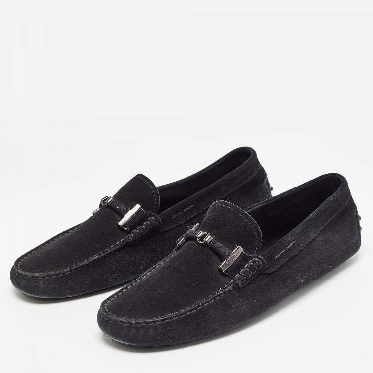 Pre Owned Tod's Black Suede Slip On Loafers Size 42