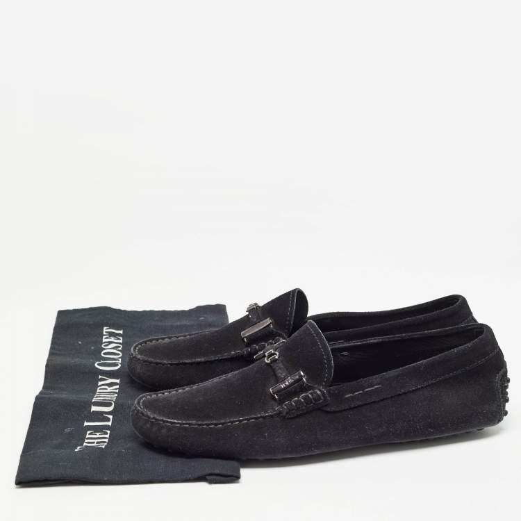 Pre Owned Tod's Black Suede Slip On Loafers Size 42