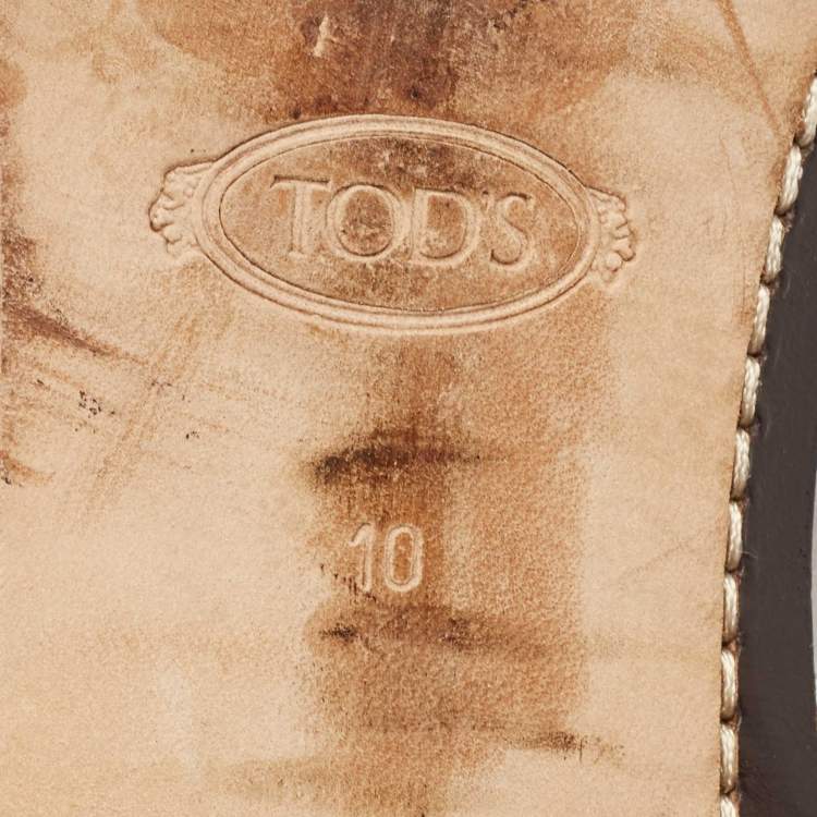 Pre Owned Tods Brown Leather Tassel Slip On Loafers Size 44.5