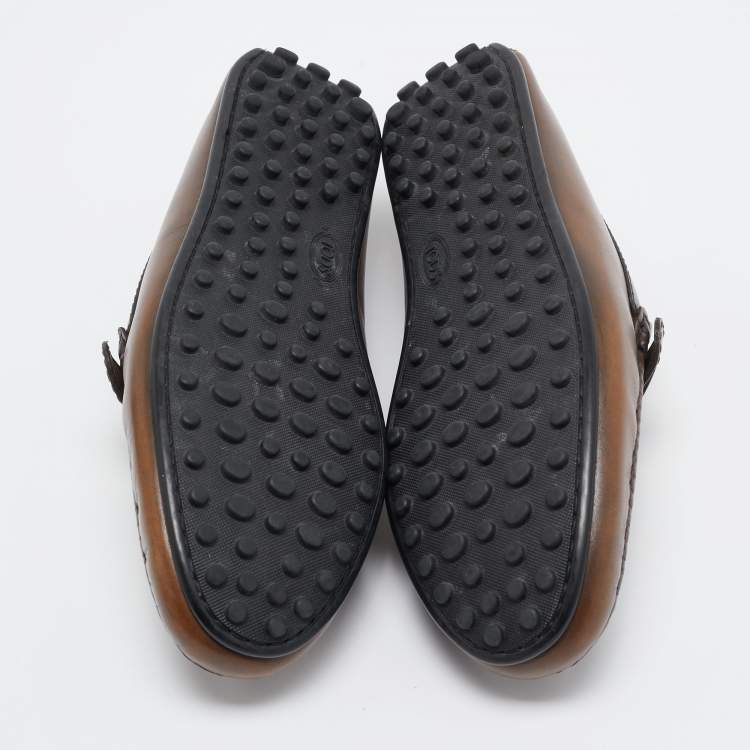 Pre Owned Tod's Brown Leather Slip On Loafers Size 41.5