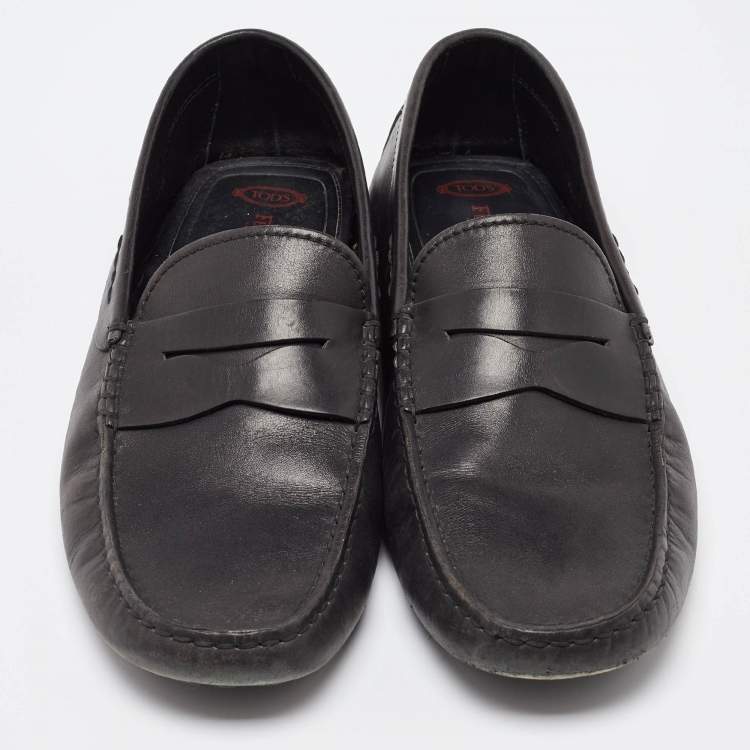Pre Owned Tod's For Ferrari Black Leather Slip On Loafers Size 41