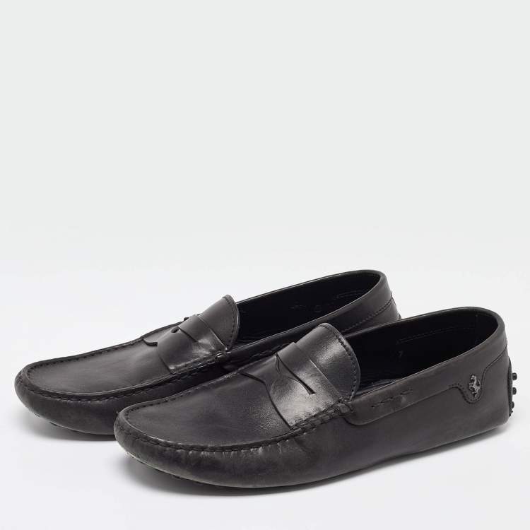Pre Owned Tod's For Ferrari Black Leather Slip On Loafers Size 41