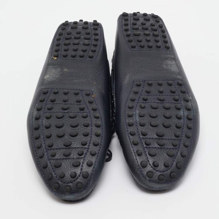 مملوكة مسبقًا Tod's Navy Blue Leather Bow Slip On Loafers Size 40