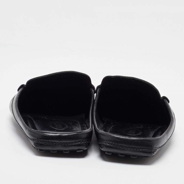 Pre Owned Tod's Black Leather Loafer Mules Size 41