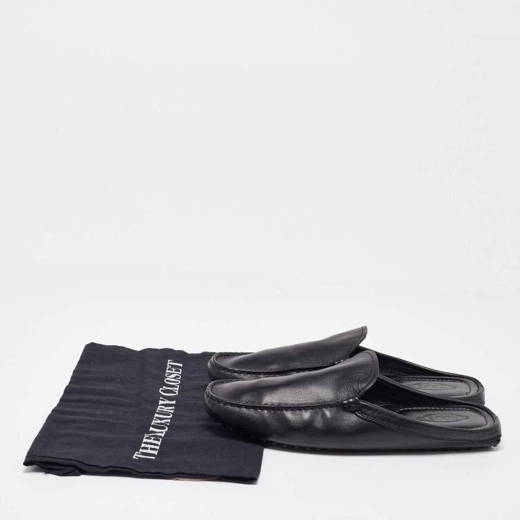 Pre Owned Tod's Black Leather Loafer Mules Size 41