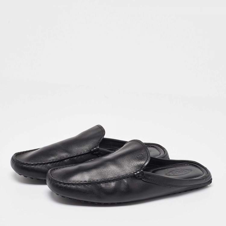 Pre Owned Tod's Black Leather Loafer Mules Size 41