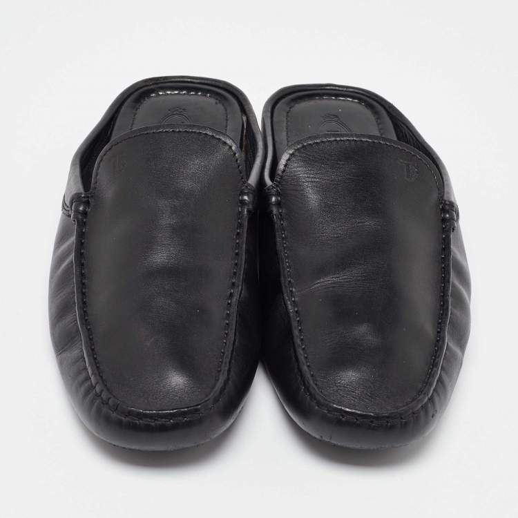 Pre Owned Tod's Black Leather Loafer Mules Size 41