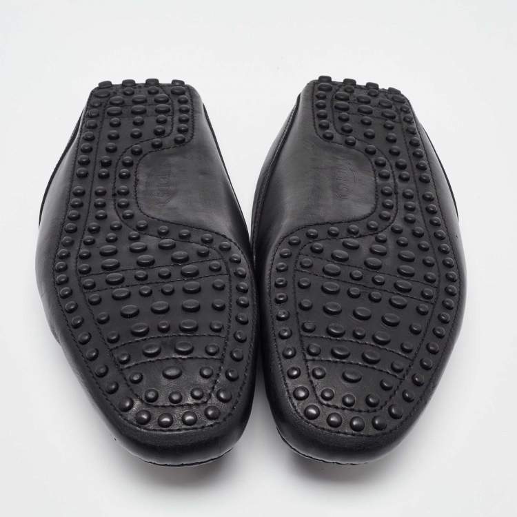 Pre Owned Tod's Black Leather Loafer Mules Size 41