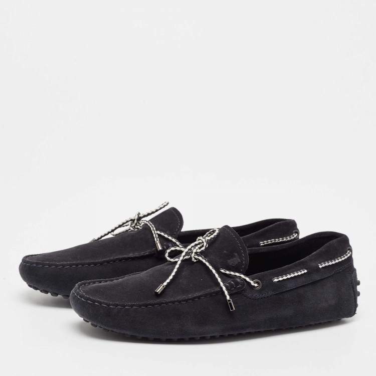 Pre Owned Tod's Black Suede Driver Loafers Size 39.5