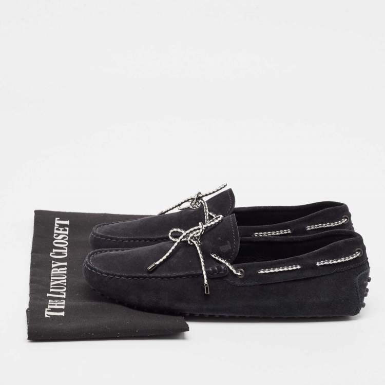 Pre Owned Tod's Black Suede Driver Loafers Size 39.5