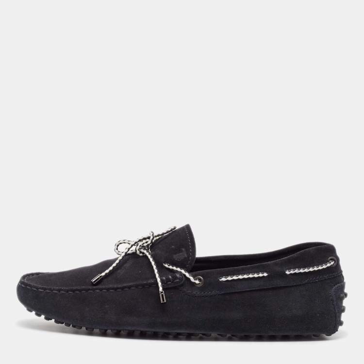 Pre Owned Tod's Black Suede Driver Loafers Size 39.5
