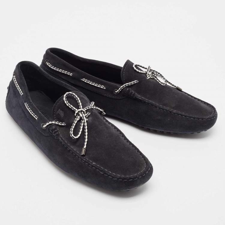 Pre Owned Tod's Black Suede Driver Loafers Size 39.5