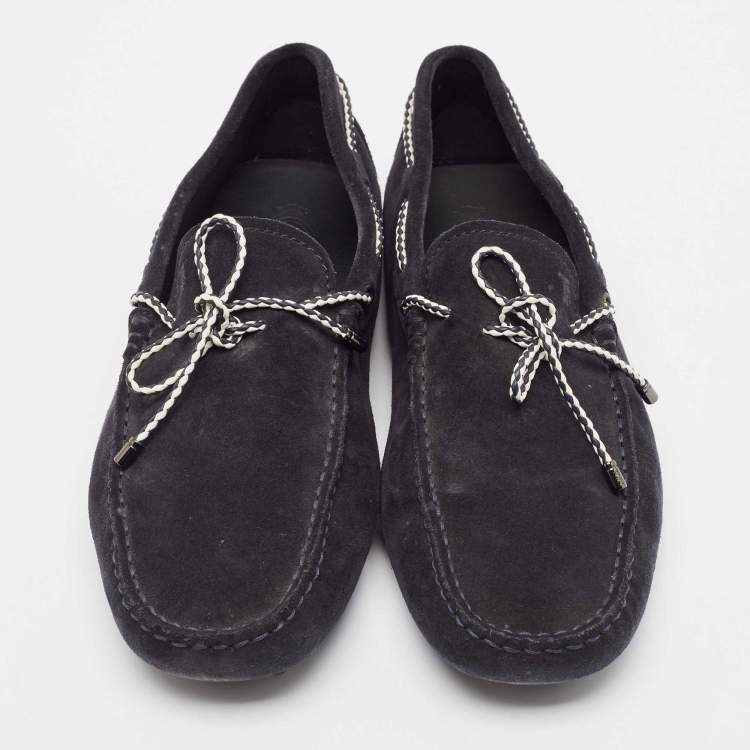 Pre Owned Tod's Black Suede Driver Loafers Size 39.5