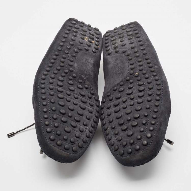 Pre Owned Tod's Black Suede Driver Loafers Size 39.5