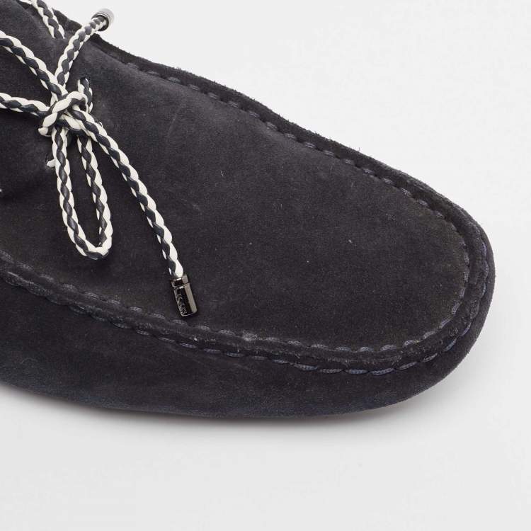 Pre Owned Tod's Black Suede Driver Loafers Size 39.5
