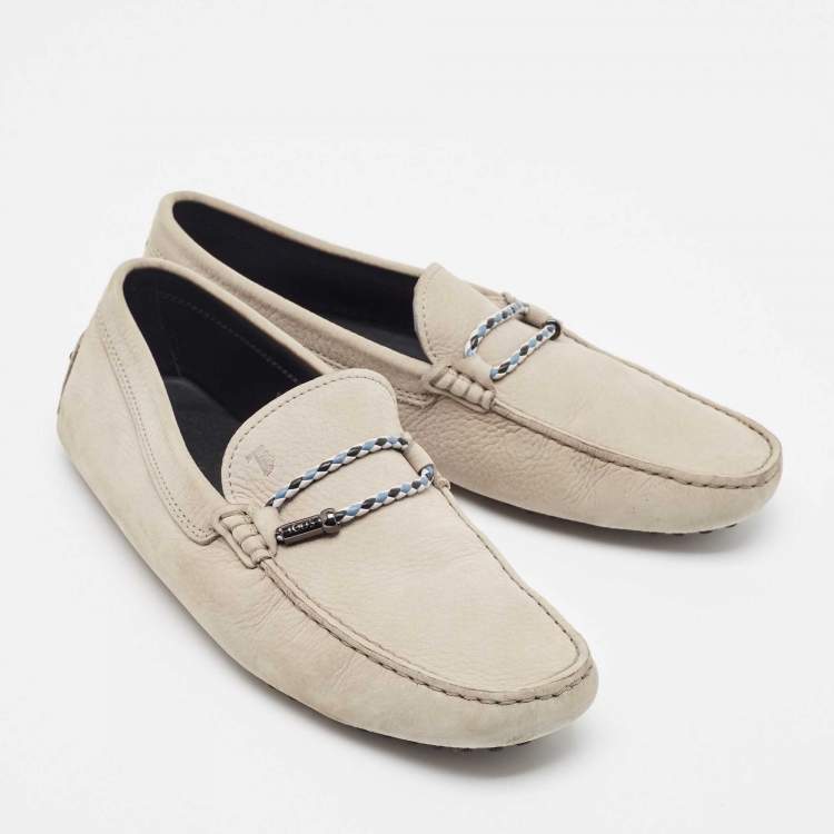 Pre Owned Tod's Grey Nubuck Leather Slip On Loafers Size 42