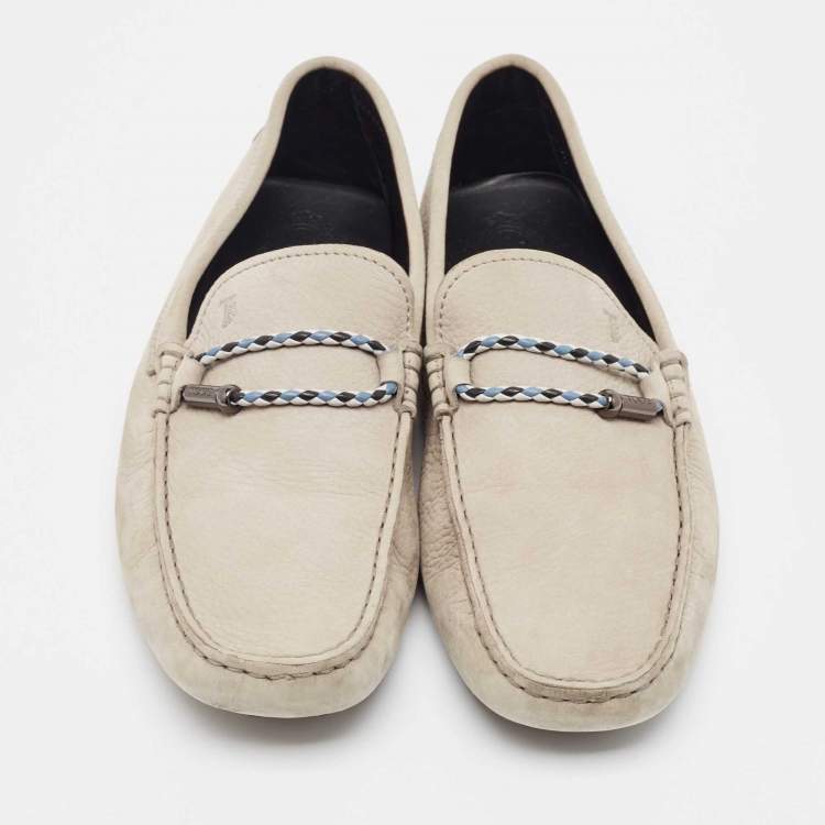Pre Owned Tod's Grey Nubuck Leather Slip On Loafers Size 42