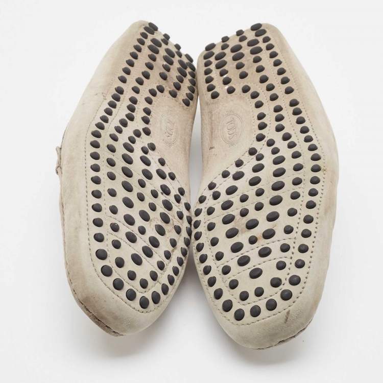 Pre Owned Tod's Grey Nubuck Leather Slip On Loafers Size 42
