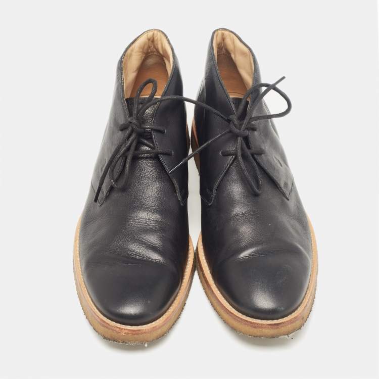Pre Owned Tod's Black Leather Ankle Length Boots Size 42