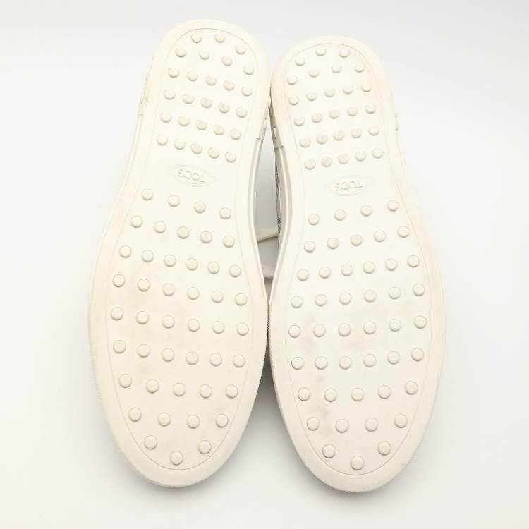 Pre Owned Tod's White/Black Printed Leather Low Top Sneakers Size 42