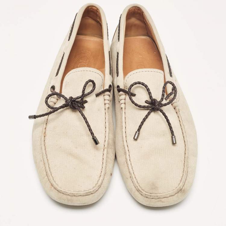 Pre Owned Tod's Beige Nubuck Leather Gommino Loafers Size 42