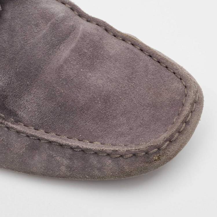 مملوكة مسبقًا Tod's Grey Suede Gommino Loafers Size 44