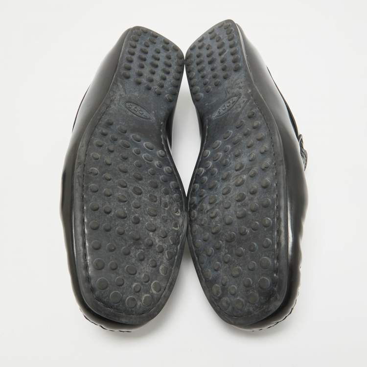 Pre Owned Tod's Black Leather Slip On Loafers Size 43