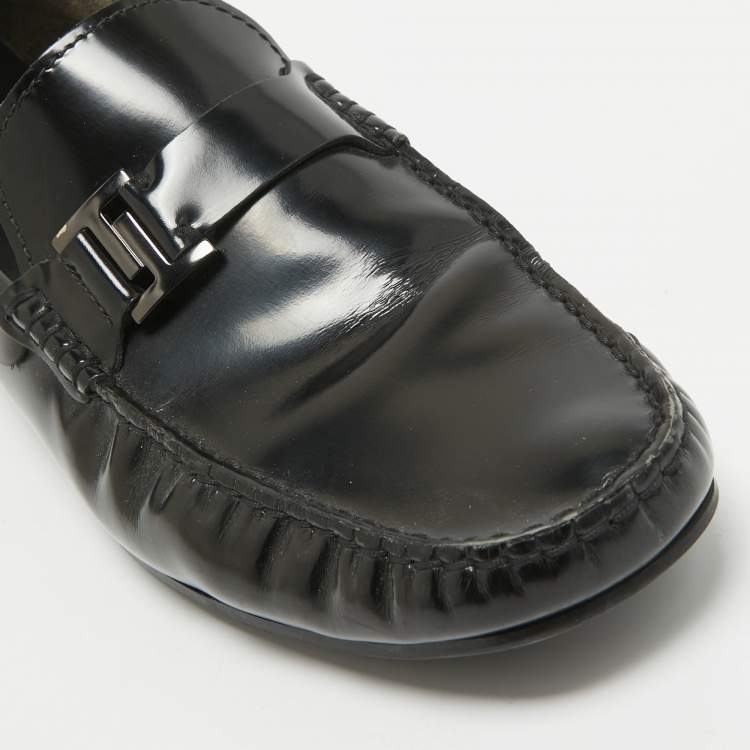 Pre Owned Tod's Black Leather Slip On Loafers Size 43