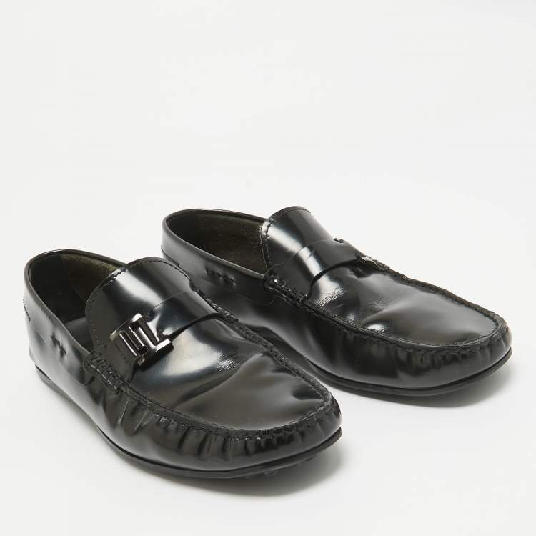 Pre Owned Tod's Black Leather Slip On Loafers Size 43