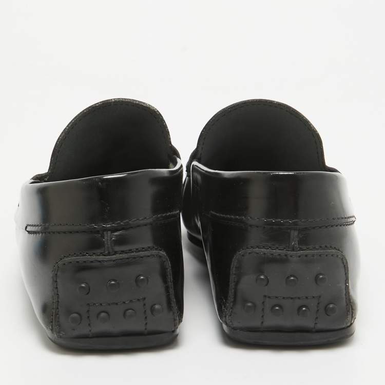 Pre Owned Tod's Black Leather Slip On Loafers Size 43