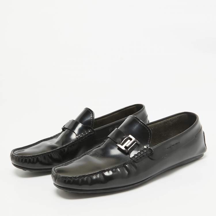 Pre Owned Tod's Black Leather Slip On Loafers Size 43