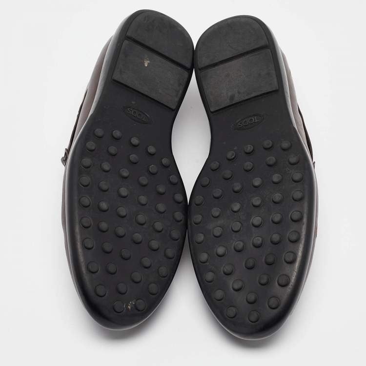 Pre Owned Tod's Brown Leather Gommino Penny Slip On Loafers Size 43