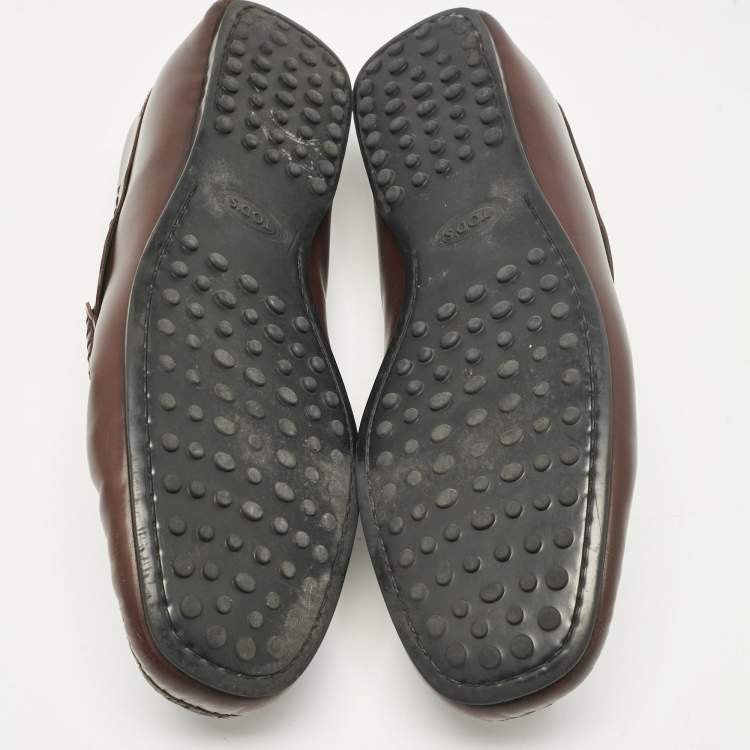 Pre Owned Tod's Brown Leather Slip On Loafers Size 43