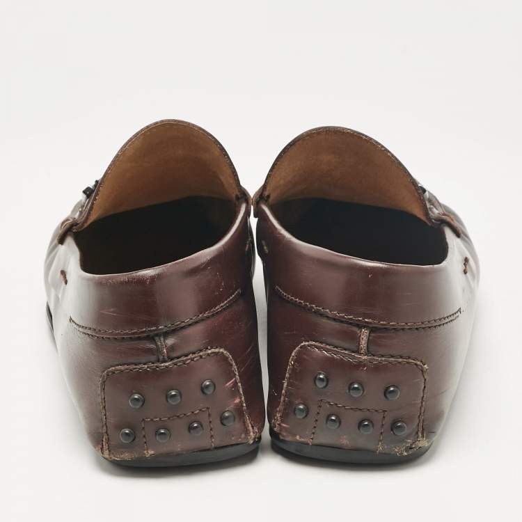 Pre Owned Tod's Brown Leather Slip On Loafers Size 43