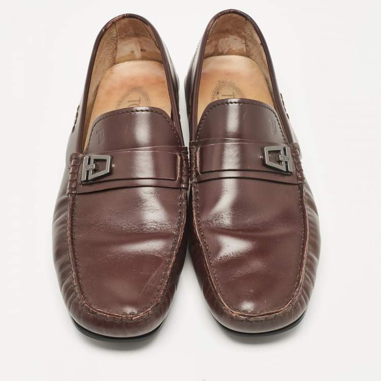 Pre Owned Tod's Brown Leather Slip On Loafers Size 43