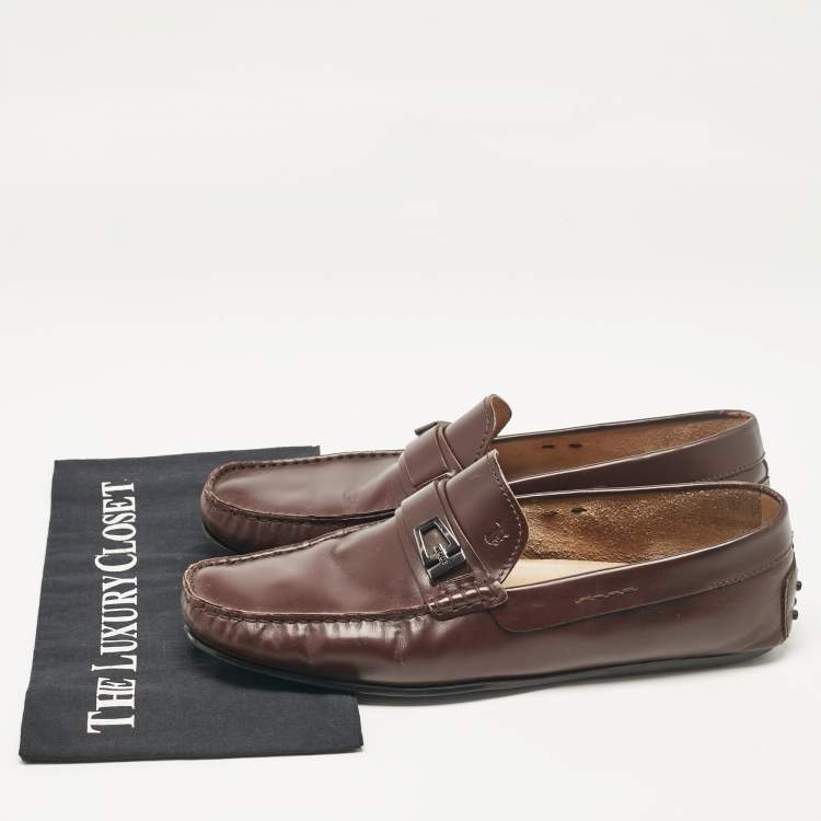 Pre Owned Tod's Brown Leather Slip On Loafers Size 43