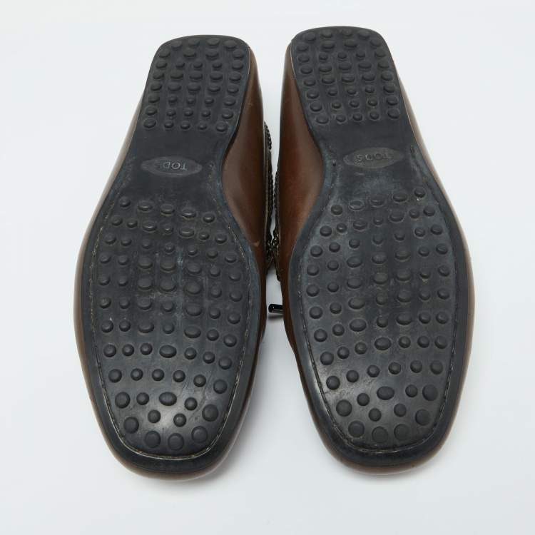 Pre Owned Tod's Brown Leather Loafers Size 41.5