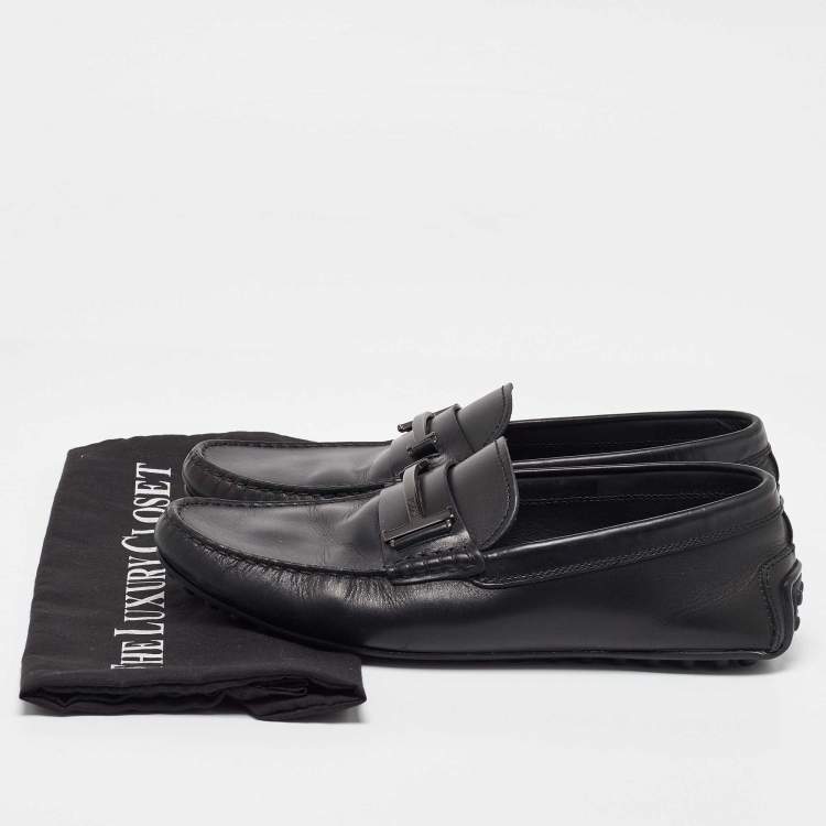Pre Owned Tod's Black Leather Loafers Size 41.5