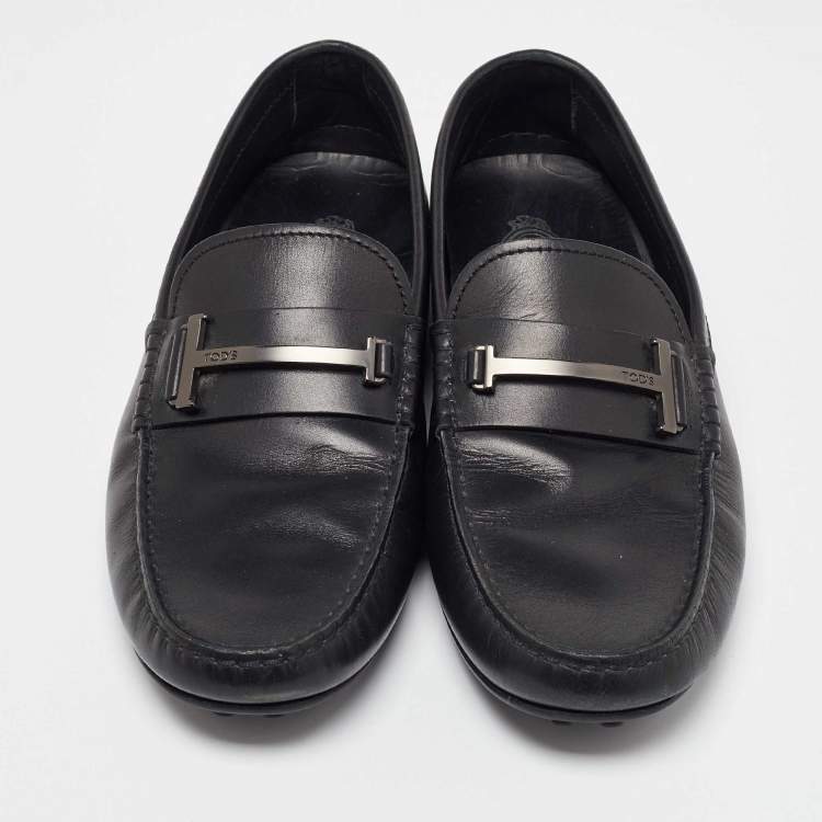 Pre Owned Tod's Black Leather Loafers Size 41.5