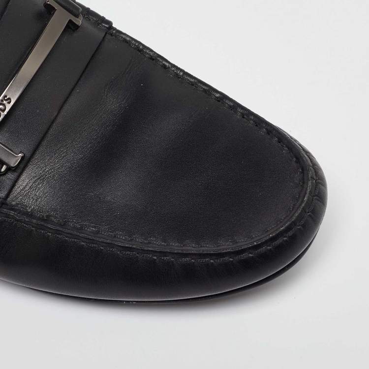 Pre Owned Tod's Black Leather Loafers Size 41.5