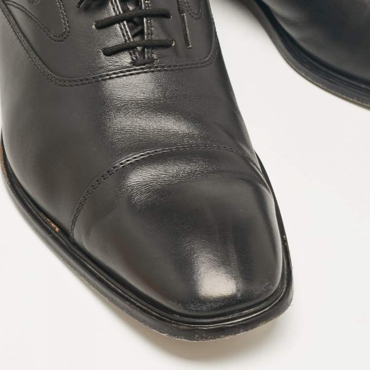 Pre Owned Tod's Black Leather Lace Up Oxfords Size 45