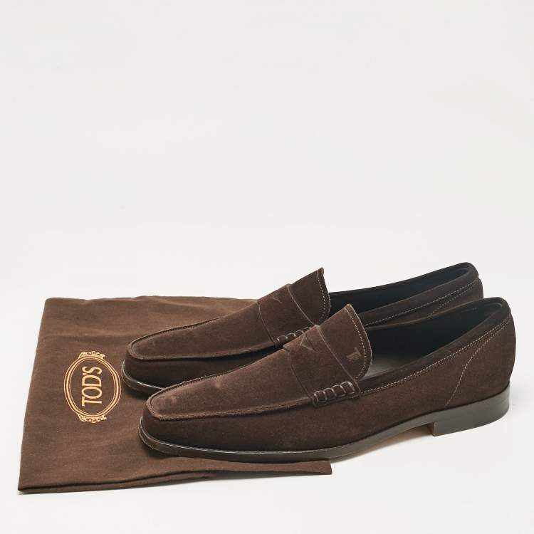 Pre Owned Tod's Brown Suede Penny Loafers Size 43