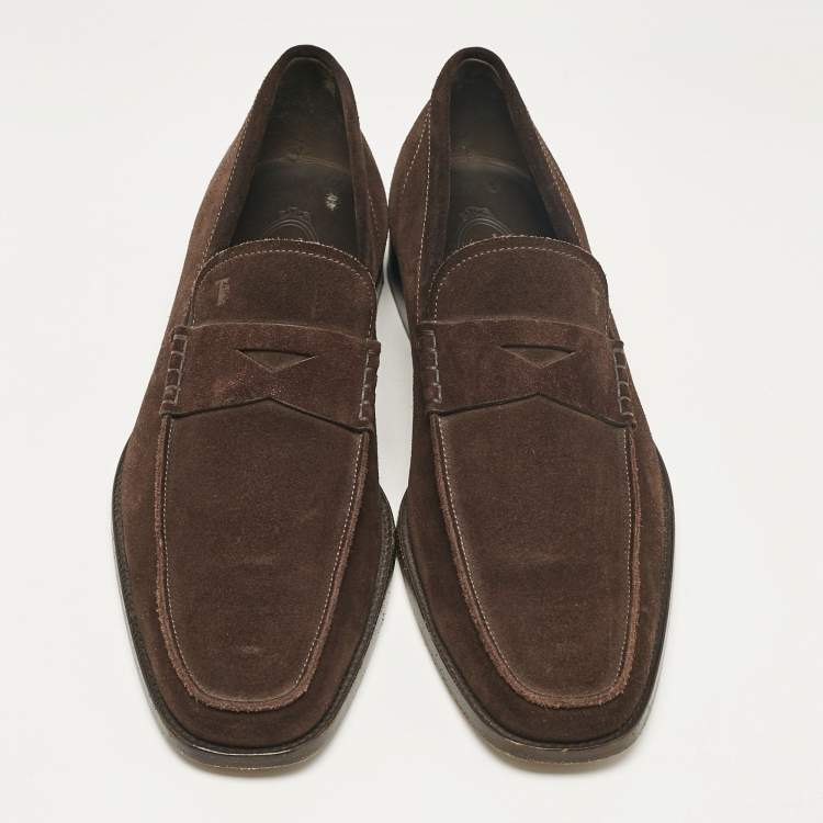 Pre Owned Tod's Brown Suede Penny Loafers Size 43