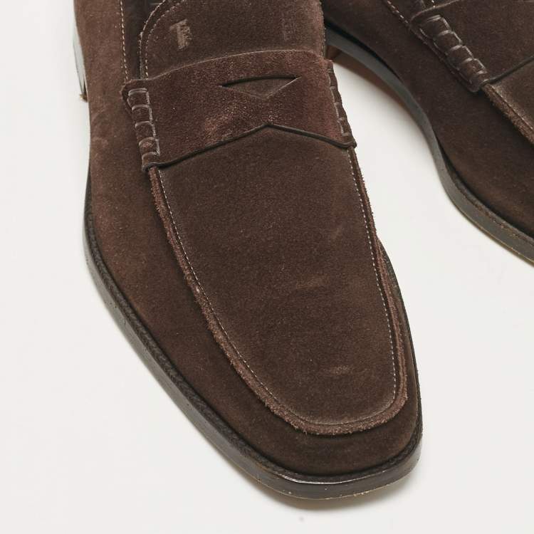 Pre Owned Tod's Brown Suede Penny Loafers Size 43