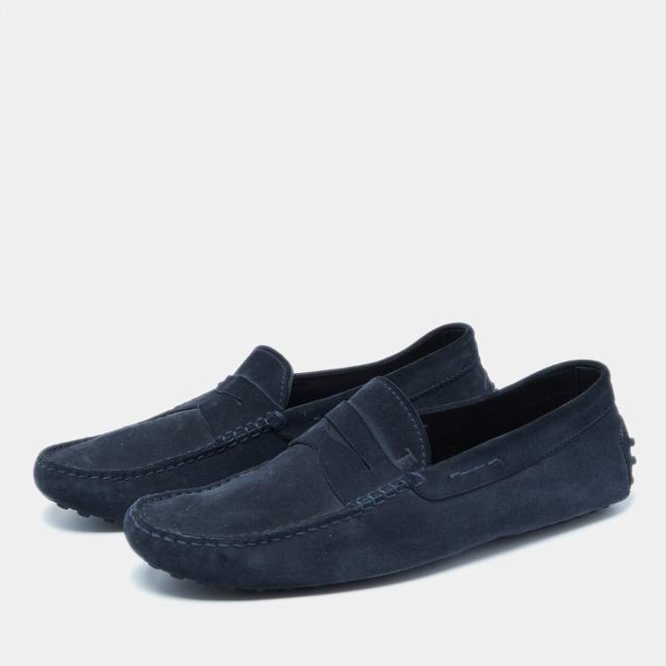 Pre Owned Tod's Navy Blue Nubuck Leather Gommini Loafers Size 41